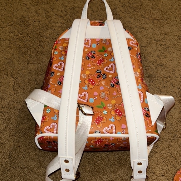Loungefly holiday gingerbread print Disney mini backpack with matching ears - Picture 3 of 7